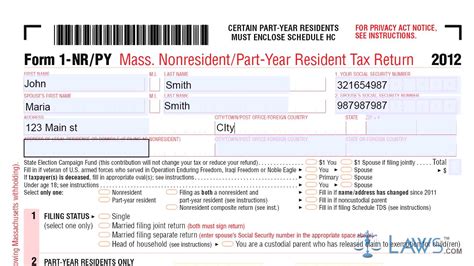 Form 1 Nrpy Mass Nonresident Part Year Resident Tax Return Youtube