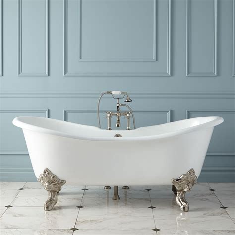 Tub refinishing saves you money and gets your cast iron tub looking as good as new. 71" Aubretia Cast Iron Double Slipper Tub - Bathroom