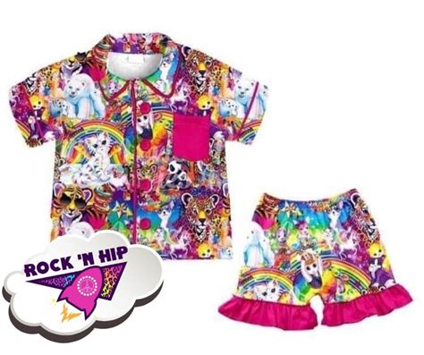 Lisa Frank Inspired Pjs With Ruffled Shorts Fast Shipping Etsy