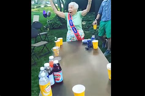 100 year old grandma is a maniacal beer pong machine