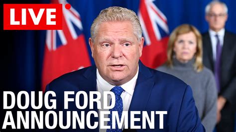 Premier doug ford will be joined by vic fedeli, minister of economic development, job creation and trade, lisa thompson, minister of government and consumer services, peter bethlenfalvy, president of the treasury board, and christine elliott, minister of health for today's announcement. WATCH: Doug Ford Lockdown Announcement 11/20/2020 - Rebel News