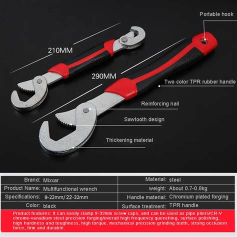 Universal Wrench Adjustable Grip Multi Function 2pcs Wrench Set 9 32mm