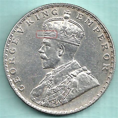British India 1912 King George V Emperor One Rupee Rare Silver Coin