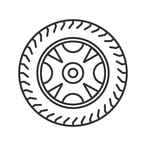 Car Rim And Tire Linear Icon Thin Line Illustration Automobile Wheel