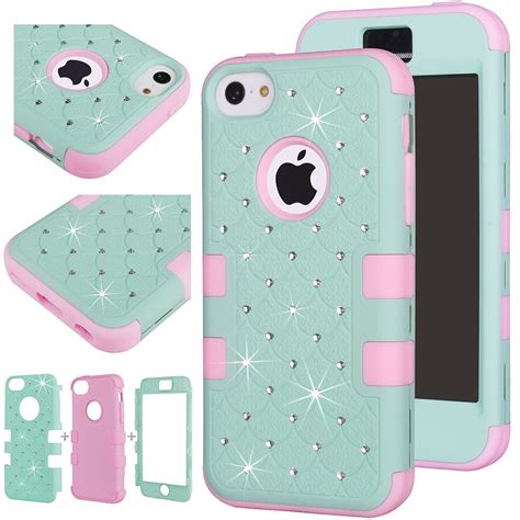 Majesticase Iphone 5c Case Bling Crystals Total Protection Hardsoft