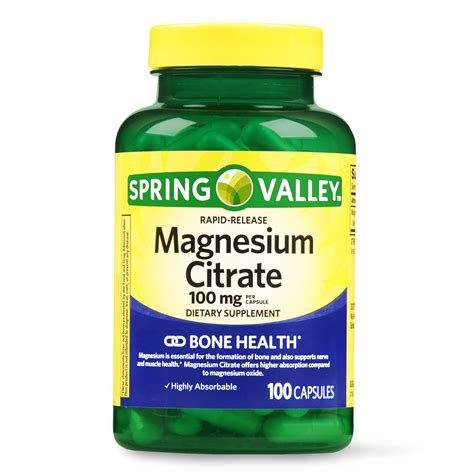 Spring Valley Magnesium Citrate Rapid Release Capsules 100 Mg 100