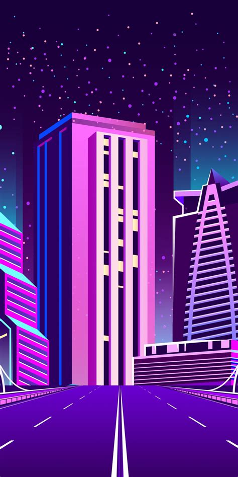 Download Digital Art Road To City Cityscape Buildings 1080x2160