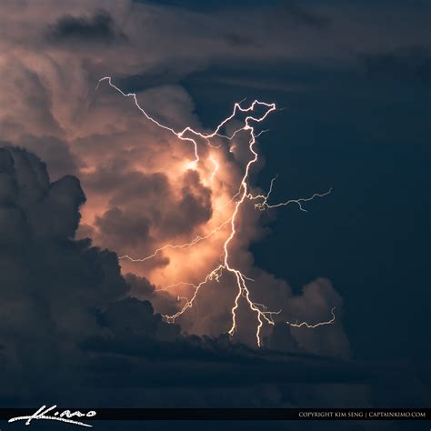 Lightning Bolt From Storm Over Ocean Hdr Photography By Captain Kimo