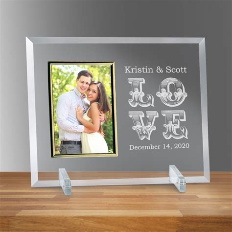Personalised Engraved Glass 6x4 Photo Frame Engagement Wedding Anniversary Greeting Cards