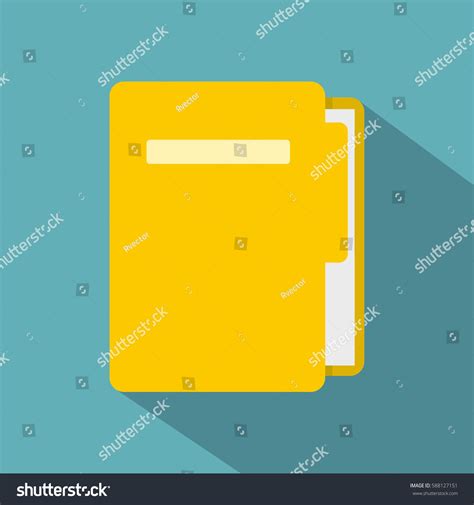 Yellow File Folder Icon Flat Illustration Stock Vector