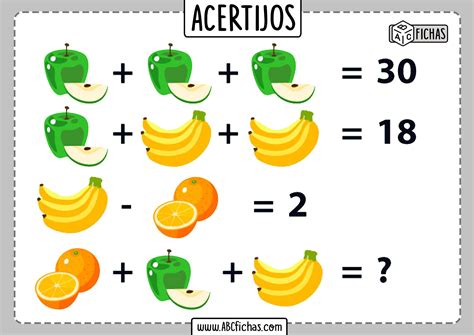 Acertijos Matemáticos Fáciles Para Niños Para Imprimir