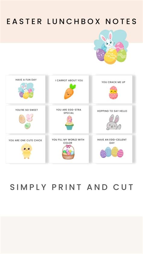 Easter Lunch Box Notes Lunch Box Notes Printable Lunch Notes For Kids