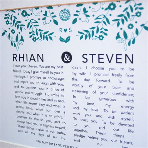 Personalised Bride And Groom Wedding Vow Print By Ant Design Ts
