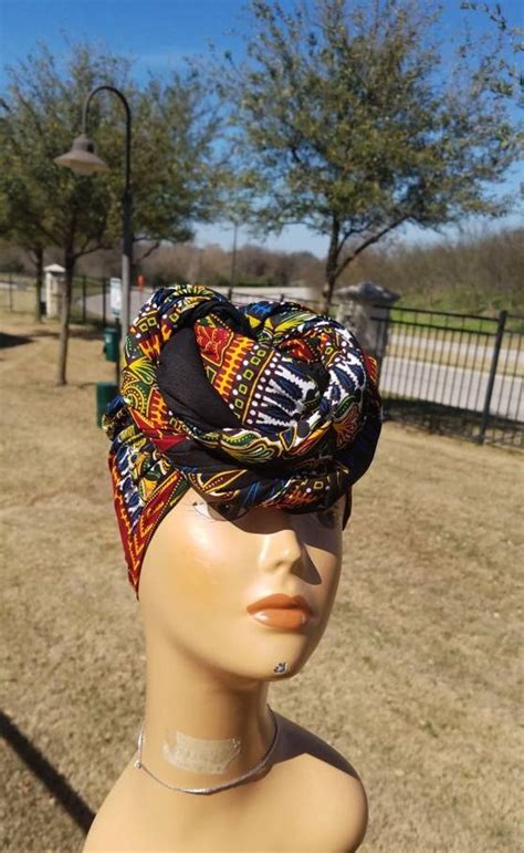 Black Dashiki Headwrap African Headwrap African Clothing Etsy Head Wraps African Scarf