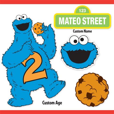 Custom Printable Sesame Street Cookie Monster Centerpiece