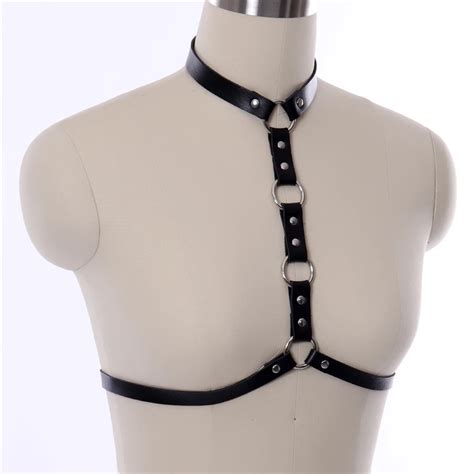 Leather Harness Belt Of Women Black Sexy Bondage Chest Body Harness Bra Goth Dance Underwear
