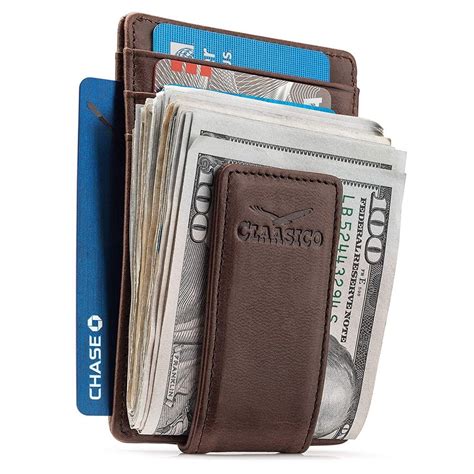 Claasico Money Clip Leather Wallet For Men Slim Front Pocket Rfid