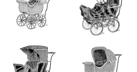 Antique Images Digital Collage Sheet 6 Vintage Baby Carriage Clip Art
