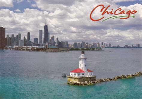 Lighthouses On Post Cards Chicago Lighthouse Lake Michigan U S A