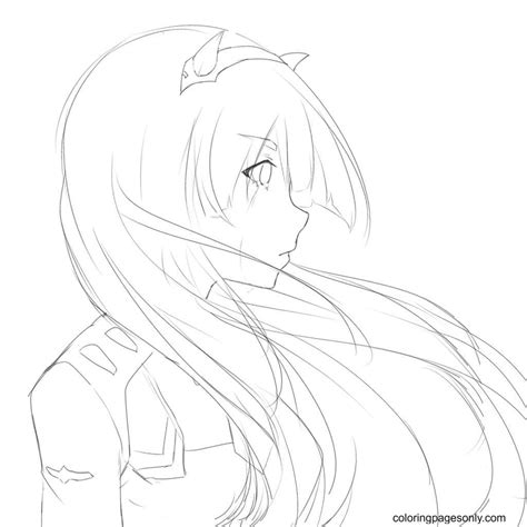 Zero Two Anime Coloring Pages Coloring Pages