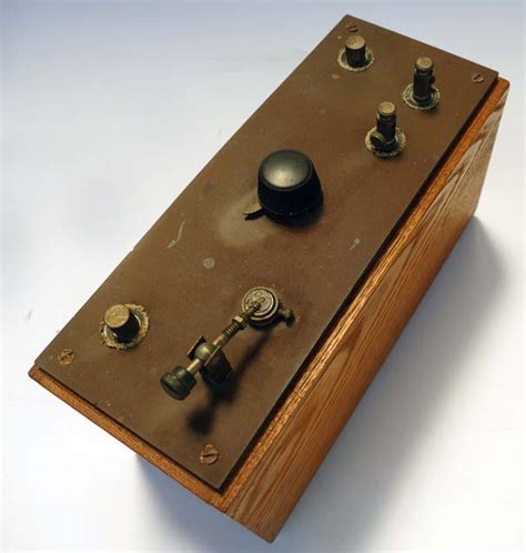 Homemade Crystal Radio In Well Constructed Oak Box New England