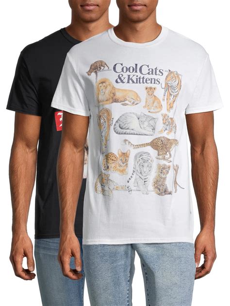 Humor Mens And Big Mens Cool Cats And Kittens And Hug Life Graphic T Shirt 2 Pack