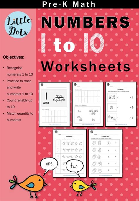 Pre-K Numbers 1 to 10 Worksheets and Activities | Little Dots Education