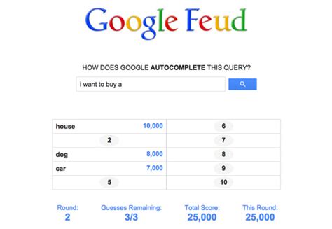 5 (no of queries) 0 4 0 2 1 4 0 5 1 8. Game turns Google's search suggestions into 'Family Feud'