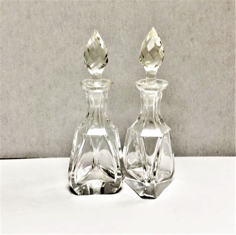 Vintage Crystal Perfume Bottles With Faceted Stoppers And Etsy