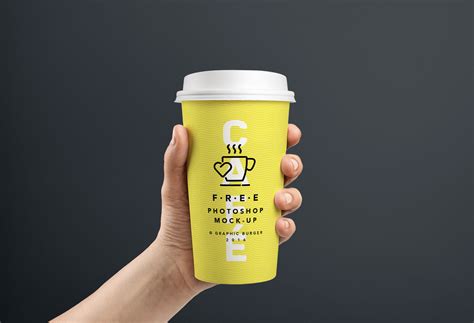 Download Free Medium and Small Cup In Hand MockUp PSD | Free Mockup