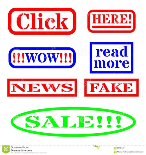 Click Bait Signs For Web Stock Vector Illustration Of Button 98101547