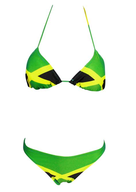 Ecolore Womens Fashion Caribbean Jamaica Flag Bikini Swimsuit Swimwear Fifth Degree