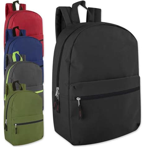 Wholesale 15 Inch Basic Backpack 5 Assorted Colors — Bagsinbulk