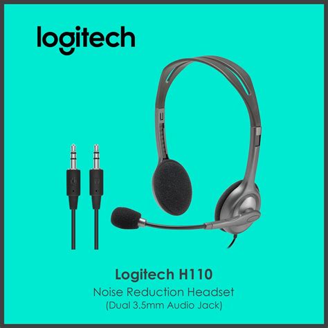 Logitech H110 Stereo Headset Dual 35mm Jacks Noise Reduction