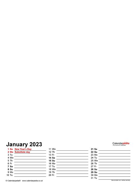2023 Calendar Vertical Printable Template Calendar