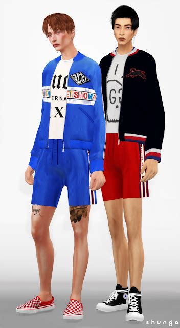 Shunga Gucci Bomber Jacket Jogging Pants Shorts And Polo Sims 4 Cc