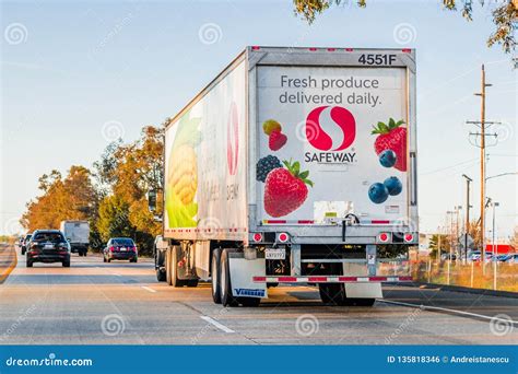 March 22, 2018 Sacramento / CA / USA - Safeway Truck Driving on the