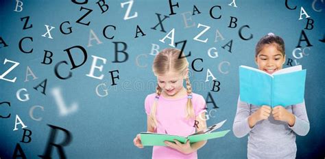 Composite Image Of Elementary Pupils Reading Stock Image Image Of