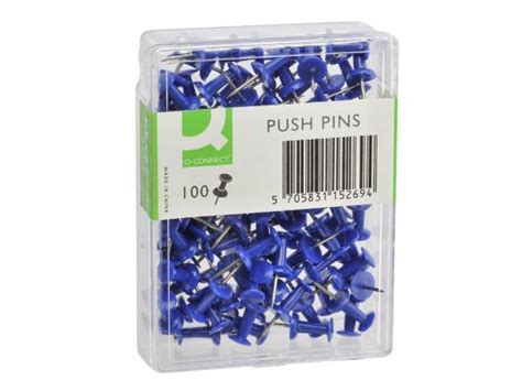 Push Pins Blue Plastic Box Q Connect