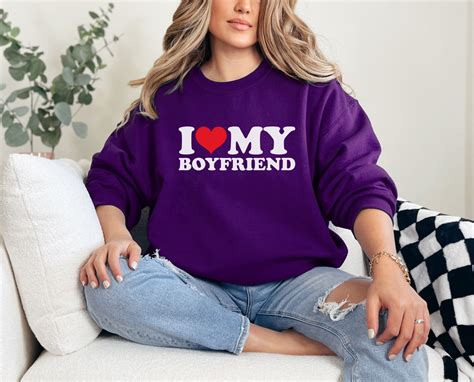 Personalized Custom Initials I Love My Boyfriend Sweatshirt Valentine