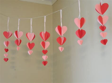 Valentines Decorations Paper Heart Garland Pink And