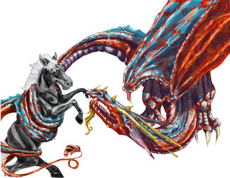 Dragon Vs Unicorn Colored By Oberonus On Deviantart