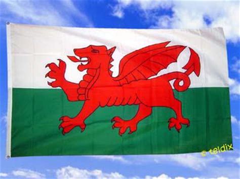 Auf der flagge von wales ist ein roter drache (englisch the red dragon; Flagge Fahne WALES 150 x 90 cm - Kaufen bei TD ...