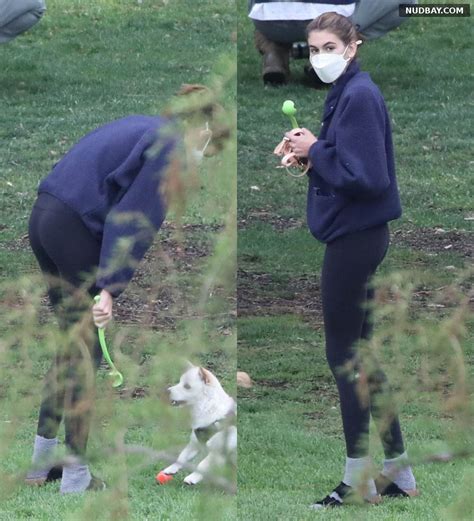 Kaia Gerber Ass Playing With Her Puppies At A Park In West Hollywood Nudbay