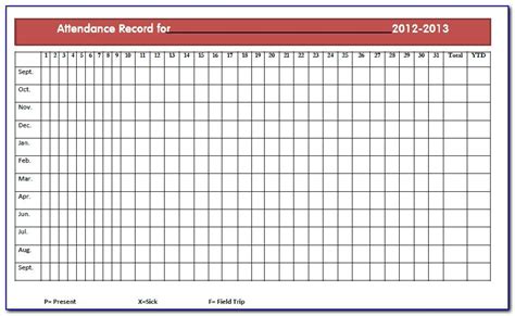 Monthly Attendance Record Form
