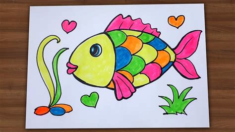 Coloring book of animals, vector. How To Draw A Fish Colorfull || Draw For Kids - YouTube