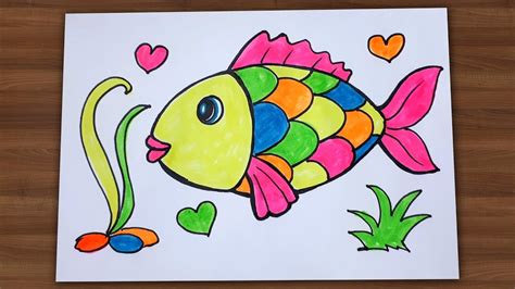 Coloring book of animals, vector. How To Draw A Fish Colorfull || Draw For Kids - YouTube