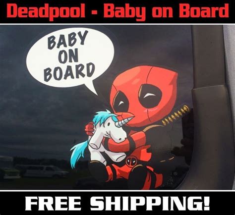 Deadpool Baby On Board Decal Bumper Sticker Dead Pool Baby Holding