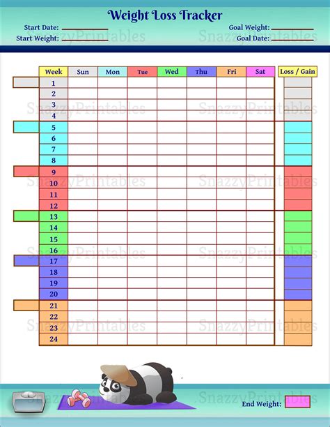 Cute weight loss tracker printable