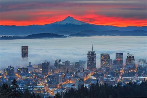 Frameable Portland Foggy Sunrise